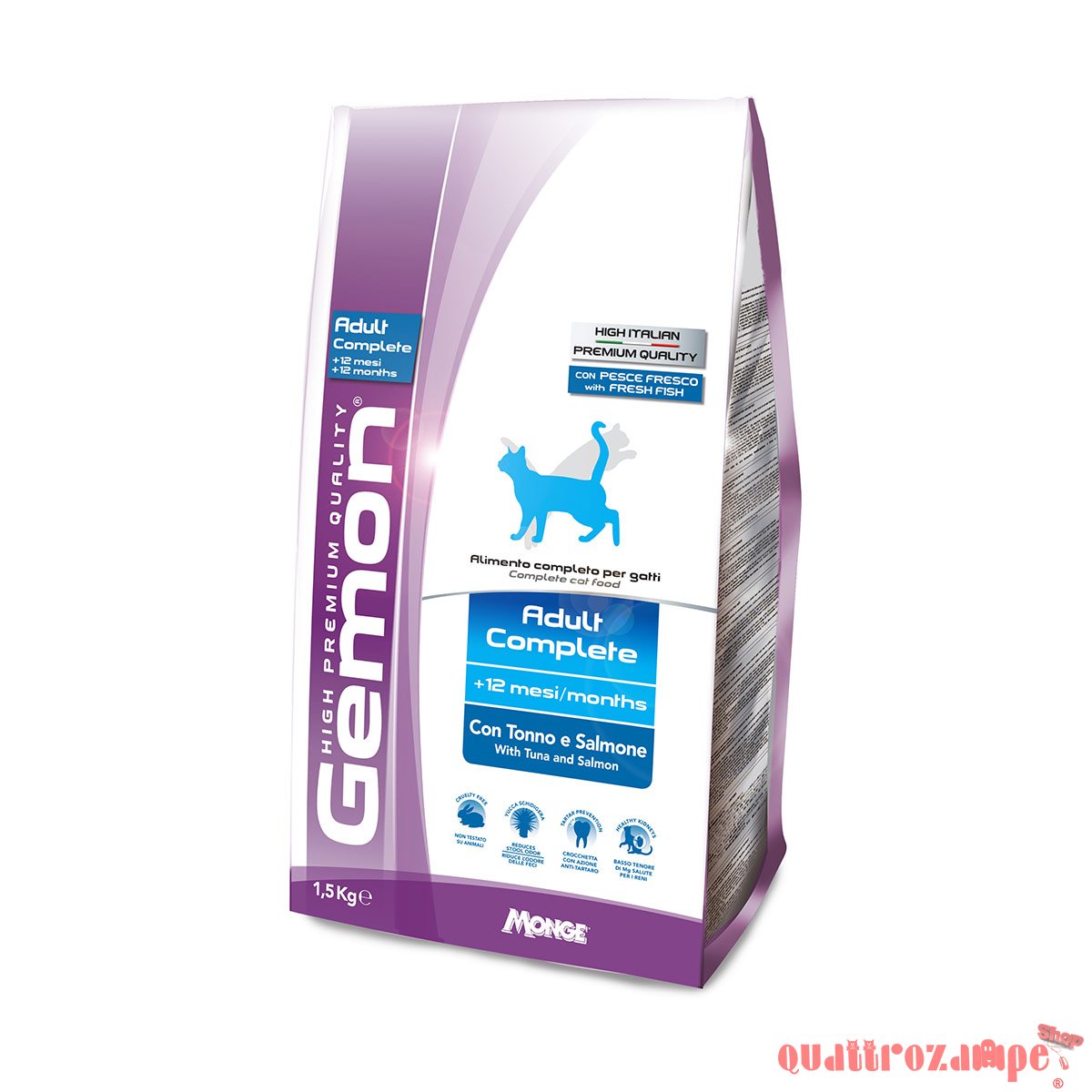 Gemon Adult Complet Tonno Salmone 1,5 Kg Crocchette Gatti Adulti