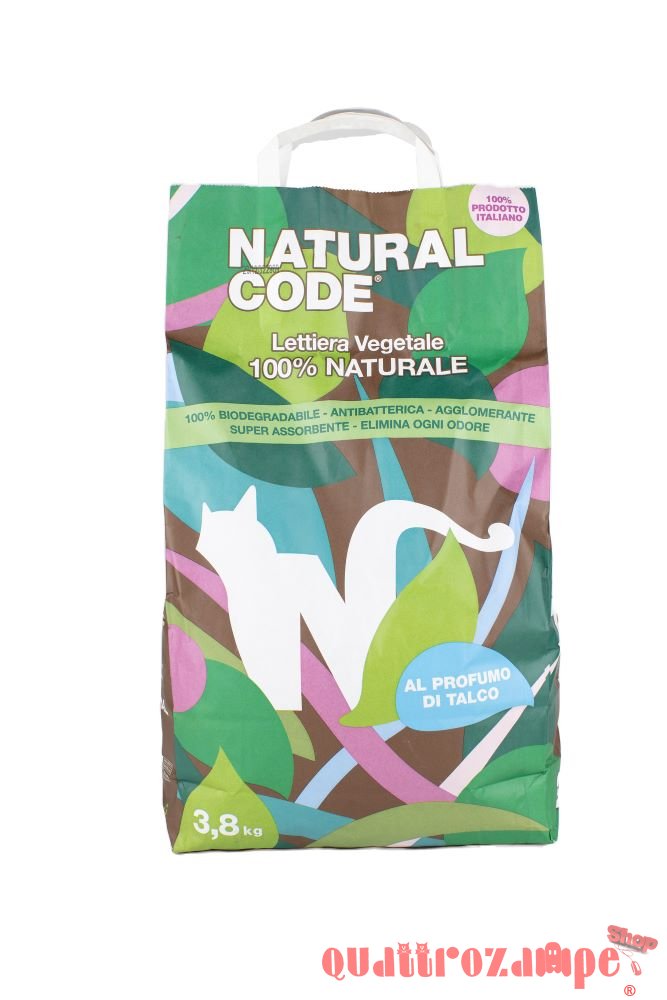 Natural Code Lettiera Vegetale Agglomerante Talco 3,8 kg Gatti