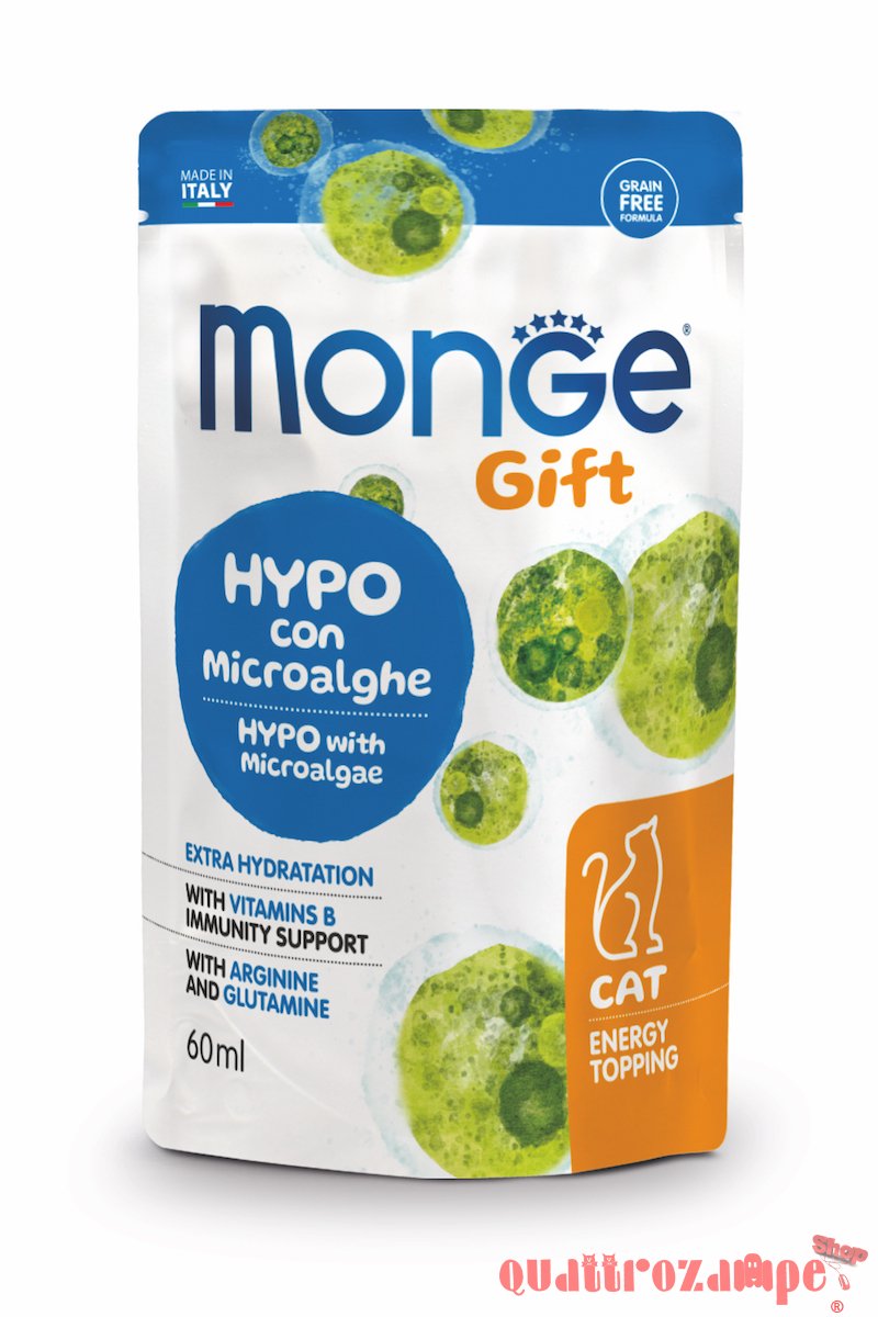Monge Gift Energy Topping Hypo Con Microalghe 60 ml Snack Per Gatti