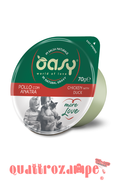 Oasy More Love Green Cup Pollo Con Anatra 70 gr Umido Gatto
