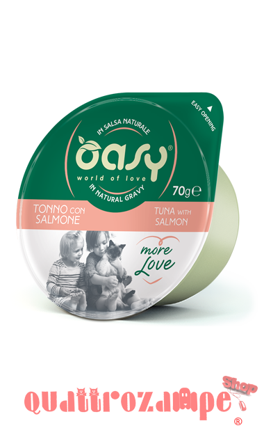 Oasy More Love Green Cup Tonno Con Salmone 70 gr Umido Gatto