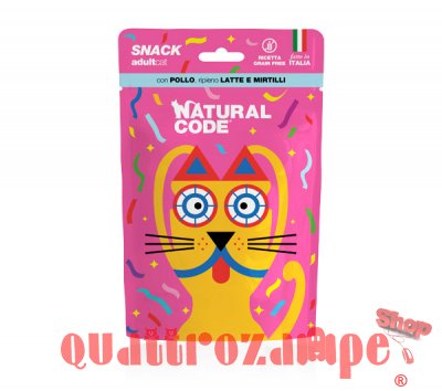 Natural Code Snack Cat Adult Grain Free Pollo Latte Mirtilli 60 gr