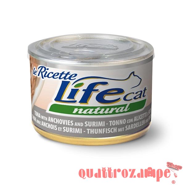 Life Cat Le Ricette Natural Tonno Alicette Surimi 150 gr Scatoletta Gatti