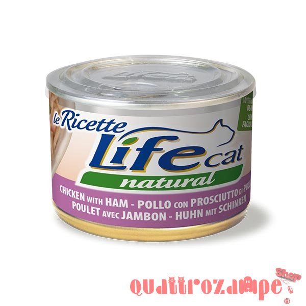 Life Cat Le Ricette Natural Pollo Prosciutto 150 gr Scatoletta Gatti