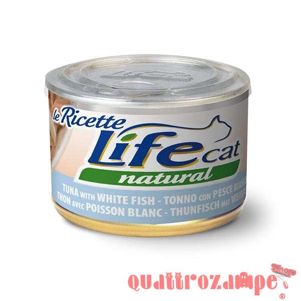 Life Cat Le Ricette Natural Tonno Pesce Bianco 150 gr Scatoletta Gattini