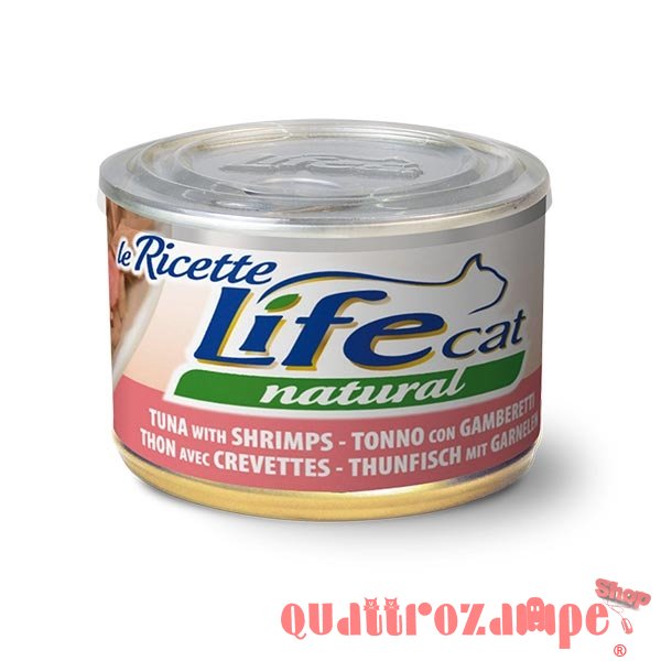 Life Cat Le Ricette Natural Tonno Gamberetti 150 gr Scatoletta Gatti