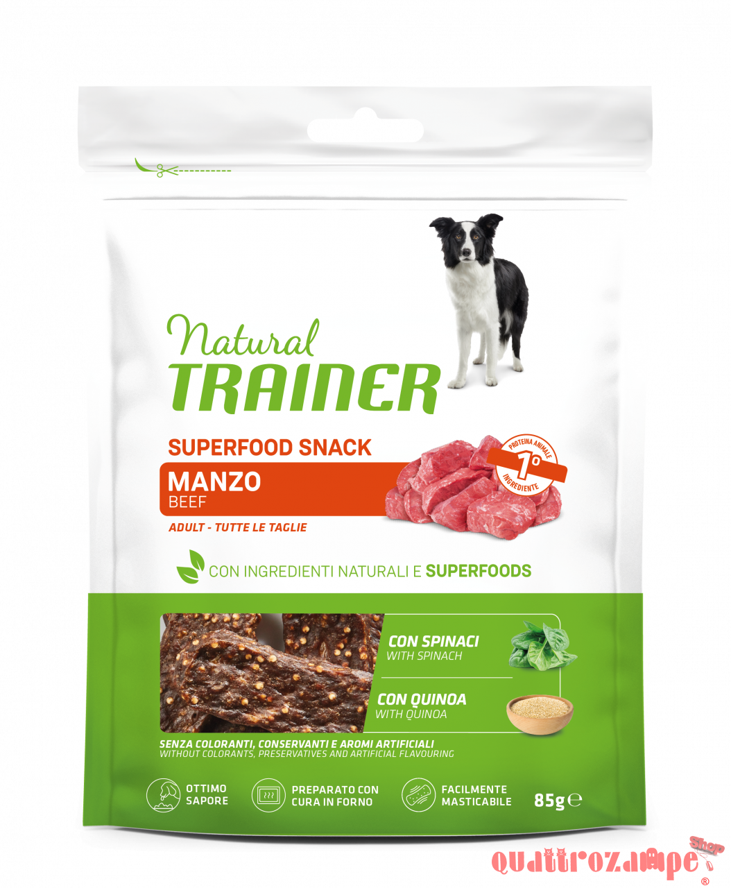 Natural Trainer Dog Snack Superfood Manzo 85 gr Cani