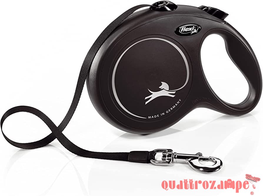 Flexi New Classic L Guinzaglio Avvolgibile Fettuccia 5 metri Per Cani NERO