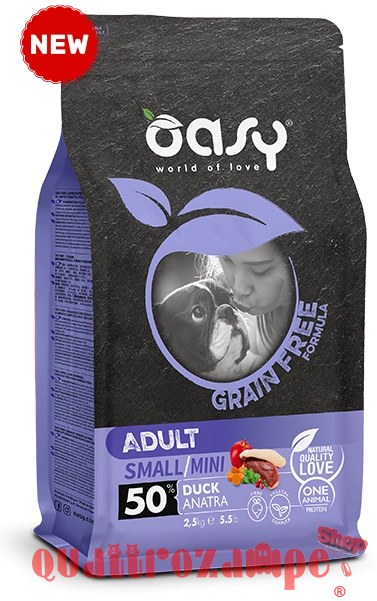 Oasy Dog Grain Free Adult Small Mini Anatra Alimentazione Per Cani