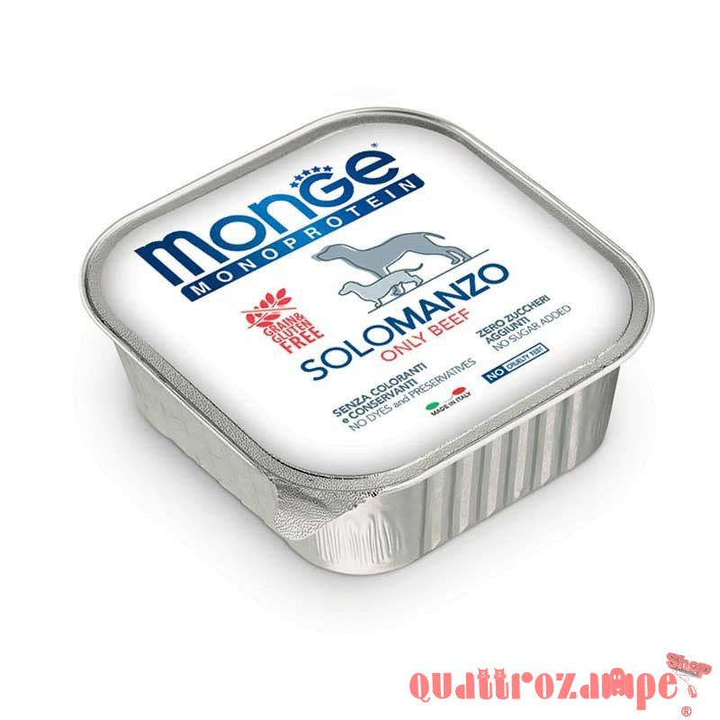 Monge Solo Manzo Monoproteico 150 gr Vaschetta Umido per Cani