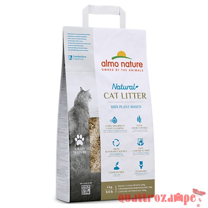 Lettiera Almo Nature Cat Litter Natural 4 kg Grain Texture Lettiera Agglomerante Vegetale Per Gatti