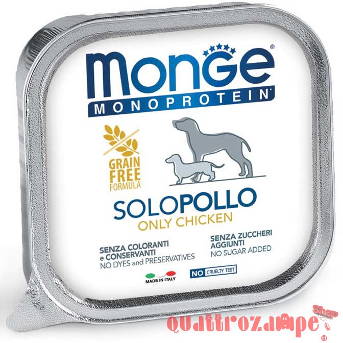 Monge Solo Pollo Monoproteico 150 gr Grain Free Umido per Cani