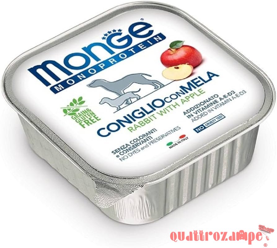 Monge Coniglio Mela 150 gr Monoproteico Grain Free Umido per Cani