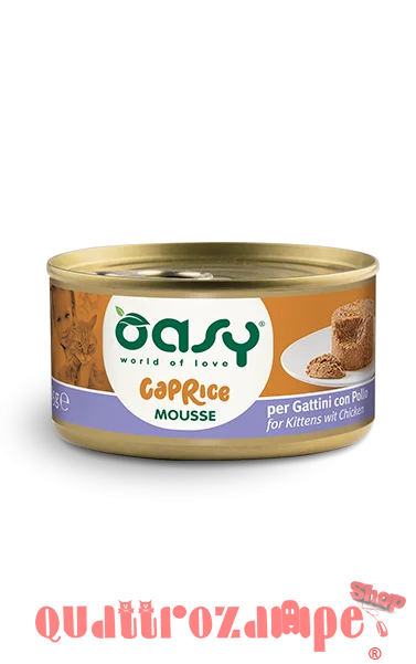 Oasy Caprice Mousse Kitten Con Pollo 85 Gr Scatoletta per Gattini
