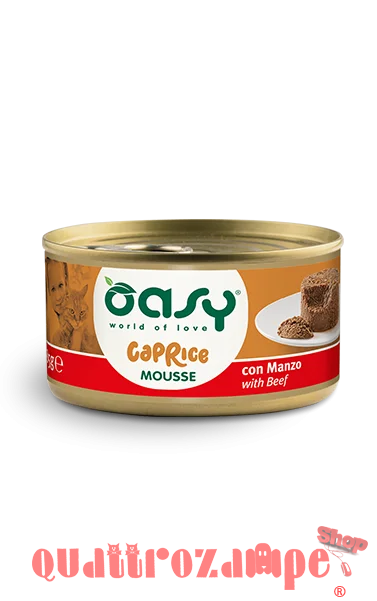 Oasy Caprice Mousse Con Manzo 85 Gr Scatoletta per Gatti