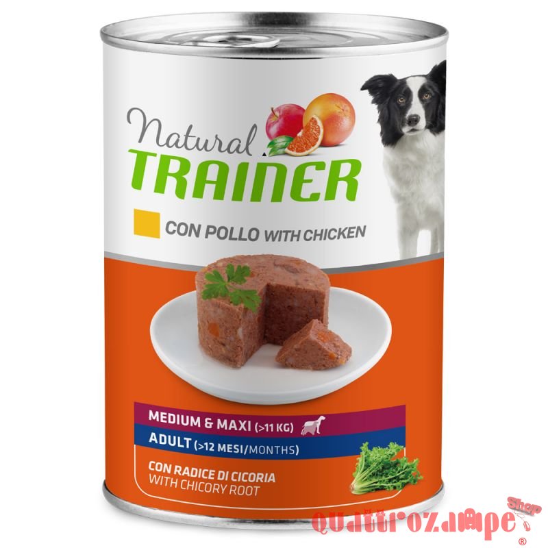 Natural Trainer Medium Maxi Adult Pollo 400 gr Umido Cane