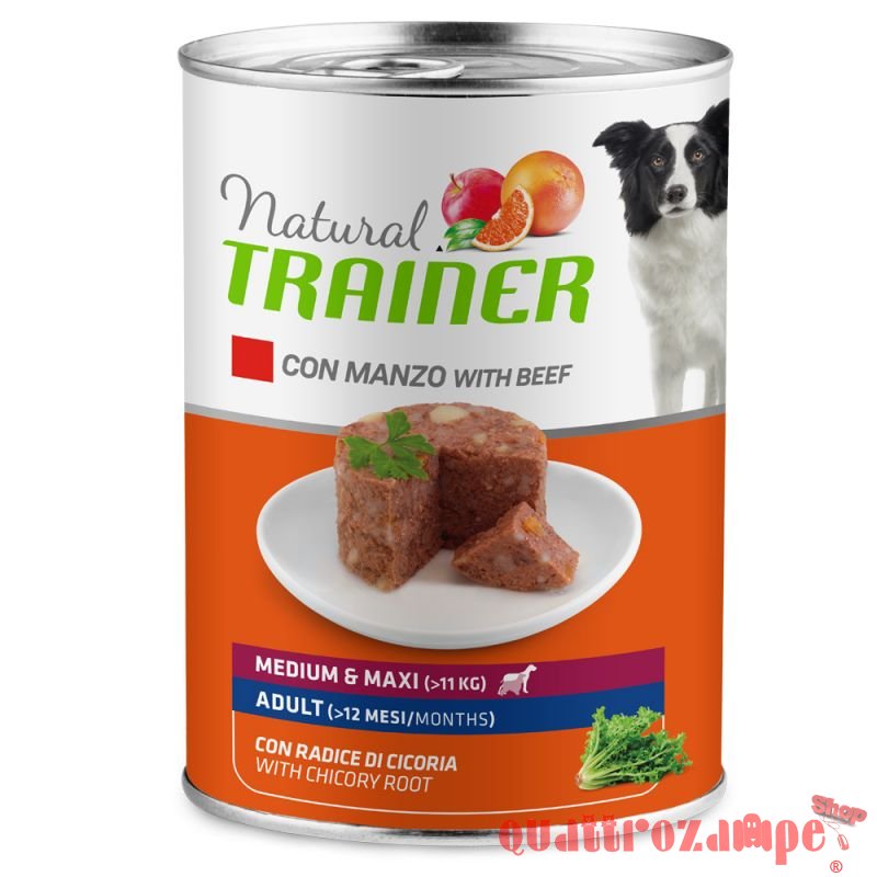 Natural Trainer Medium Maxi Adult Manzo 400 gr Umido Cane