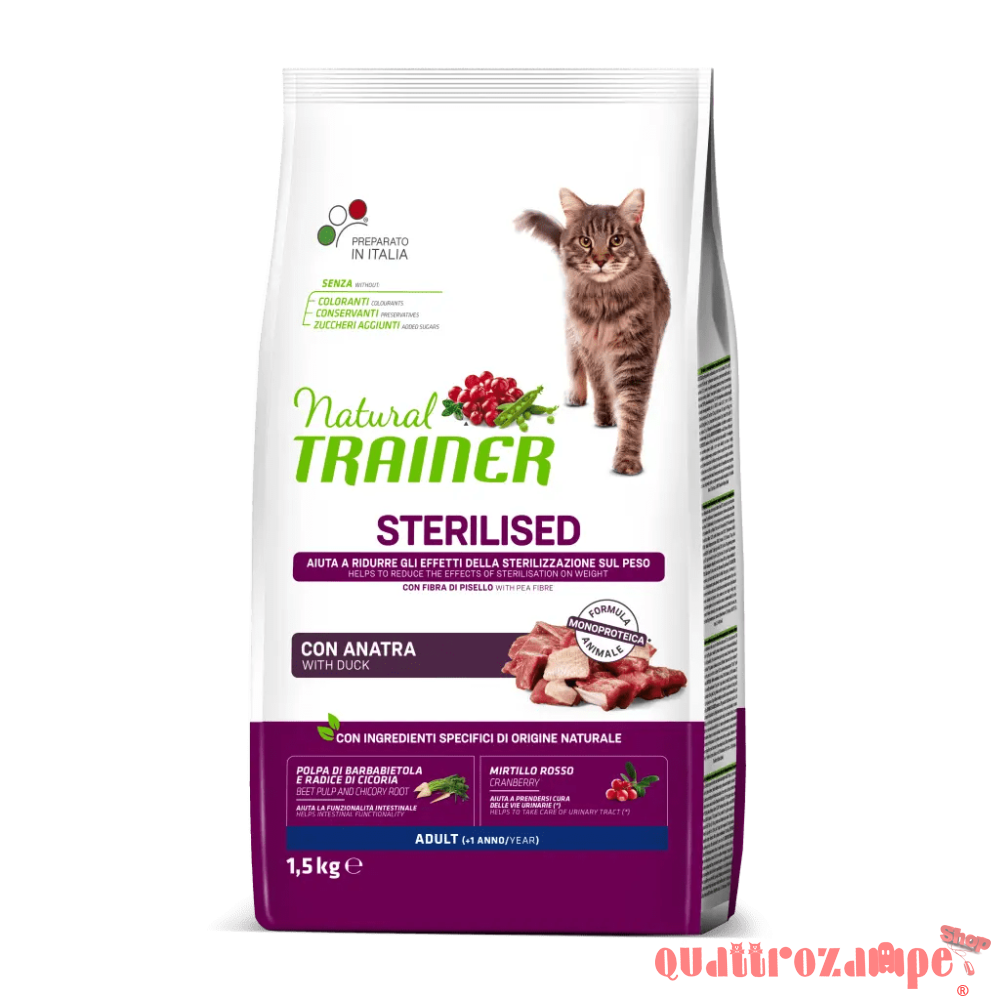 Natural Trainer Sterilised Anatra Crocchette Per Gatti Sterilizzati