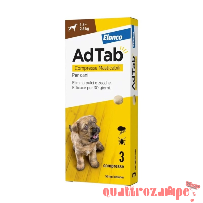 Elanco AdTab Per Cani da 1,3 a 2,5 Kg 3 Compresse 56 Mg