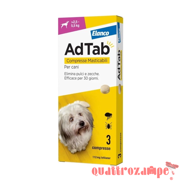 Elanco AdTab Per Cani da 2,5 a 5,5 Kg 3 Compresse 112 Mg