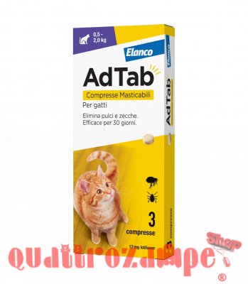 Elanco AdTab Per Gatti da 0,5 a 2 Kg 3 Compresse 12 Mg