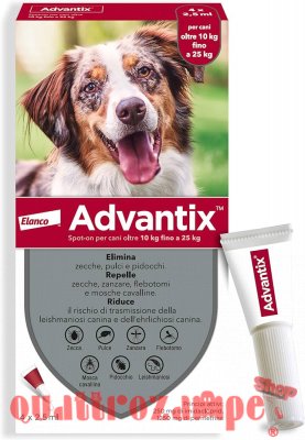 Advantix Spot-On 10 a 25 kg Antiparassitario Per Cani