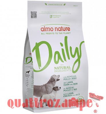 Almo Nature Daily Natural All Breeds Adult Dog  Agnello Pollo e Riso Crocchette Per Cani