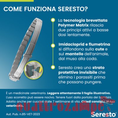 Collare Seresto Per Cani Fino A 8 kg Antiparassitario