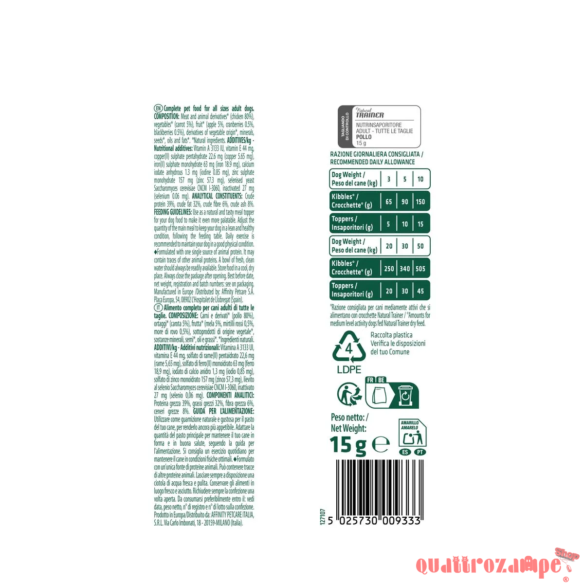 Natural Trainer Dog Snack NutrInsaporitore Pollo Liofilizzato Per Cani