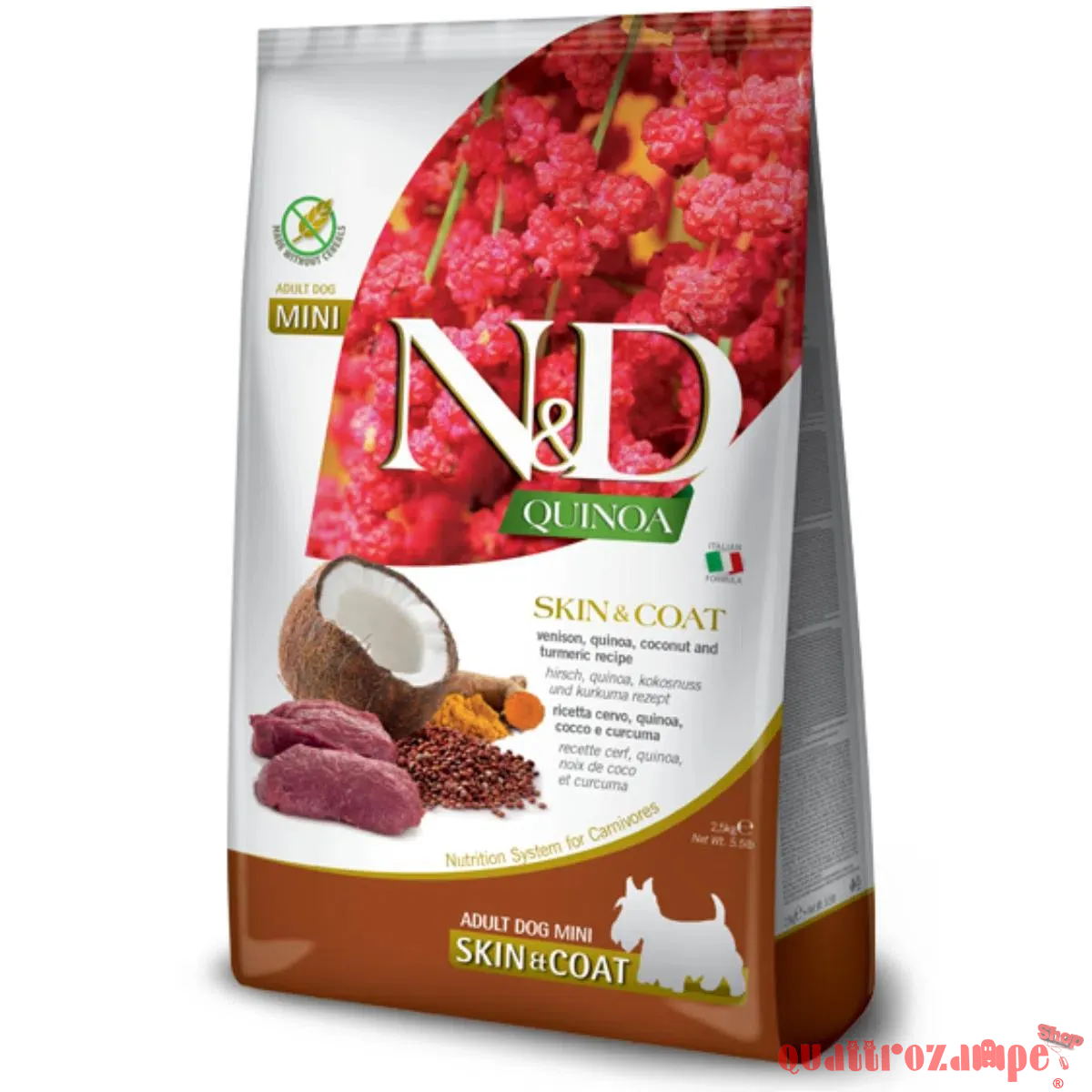 Farmina N/D Quinoa Grain Free Adult Mini Skin Coat Cervo Cocco 7 Kg CaNe