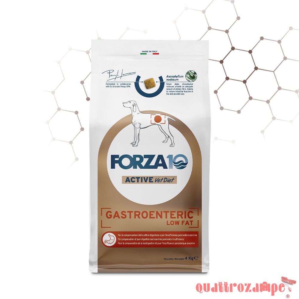 Forza 10 Active Vet Diet Gastroenteric Low Fat 4 kg Crocchette Per Cani