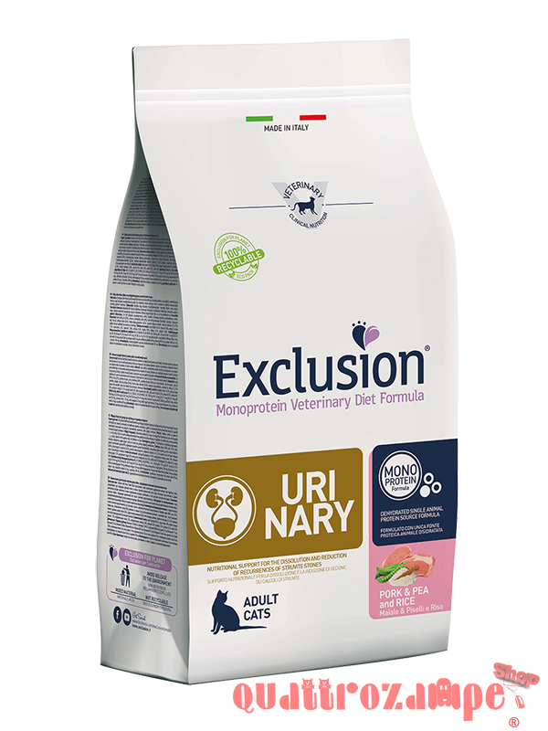 Exclusion Diet Cat Urinary Maiale e Riso 1,5 kg Crocchette Per Gatto