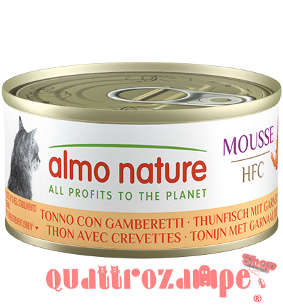 Almo Nature Hfc Mousse Tonno Con Gamberetti 70 gr Scatoletta Per Gatti