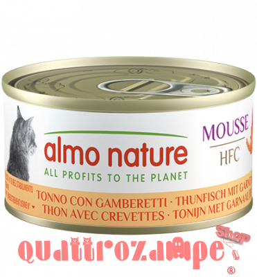 Almo Nature Hfc Mousse Tonno Con Gamberetti 70 gr Scatoletta Per Gatti