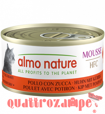 Almo Nature Hfc Mousse Pollo Con Zucca 70 gr Scatoletta Per Gatti