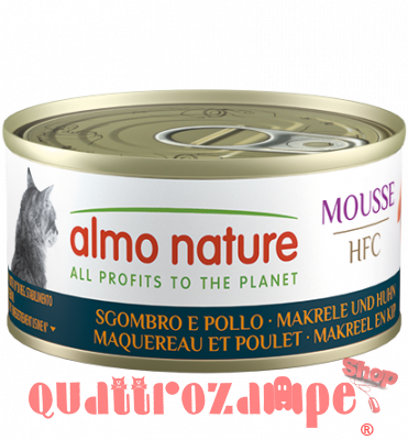 Almo Nature Hfc Mousse Sgombro e Pollo 70 gr Scatoletta Per Gatti