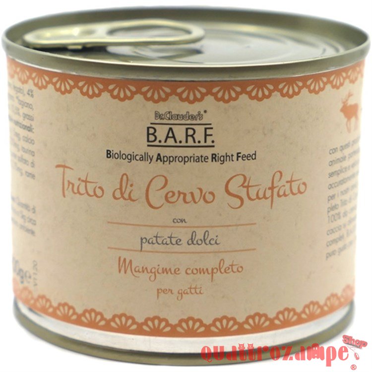 Barf Dr. Clauder's Menu Completo Trito Cervo 200 gr Umido Per Gatto