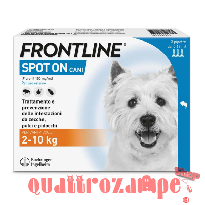 Frontline SPOT ON Taglia S 2-10 Kg - Antiparassitario per cane cani - 3 pipette