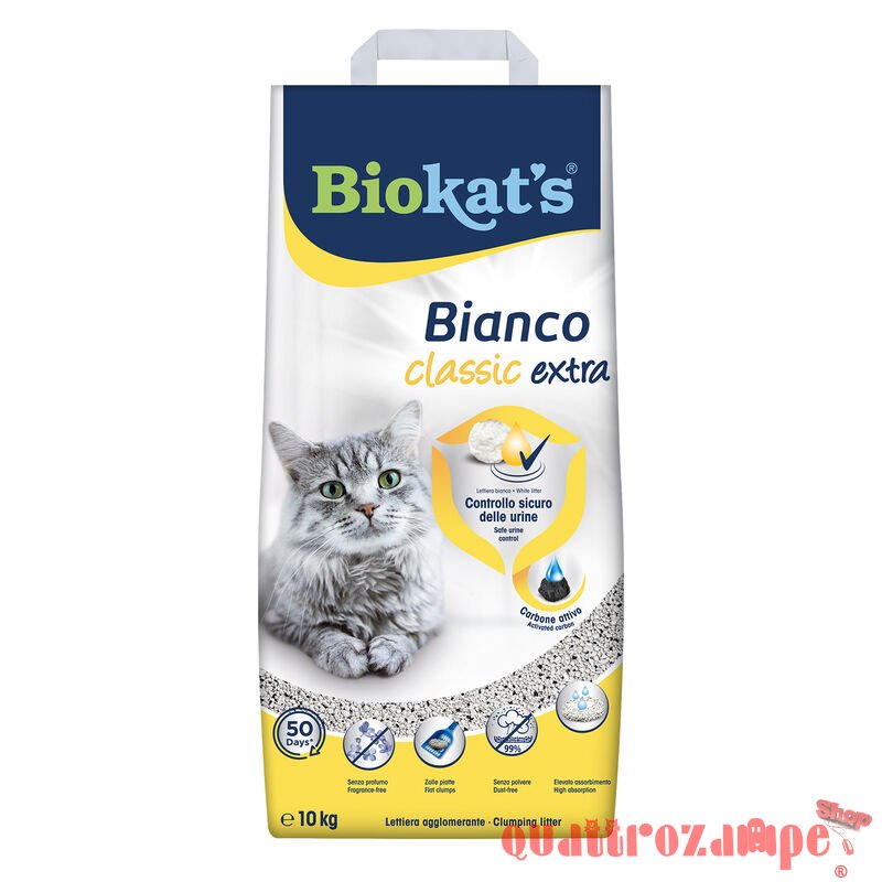 Biokats Bianco Classic Extra 10 kg Lettiera Agglomerante Per Gatti