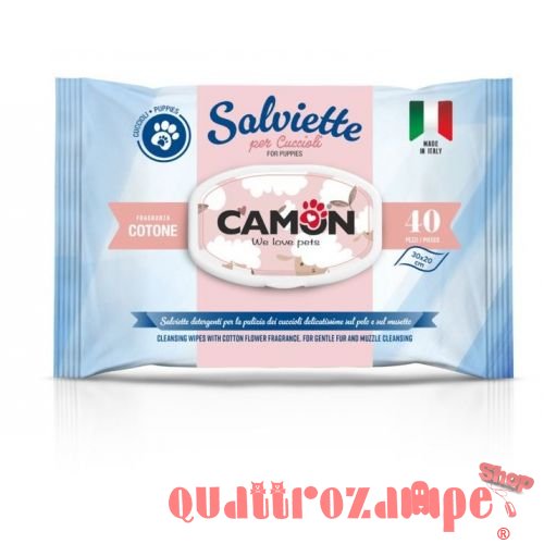 Camon 40 Salviette Detergenti al Cotone Per Cuccioli