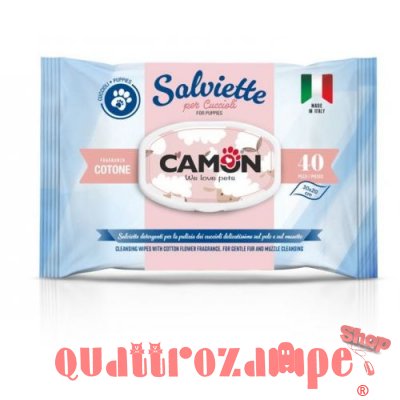 Camon 40 Salviette Detergenti al Cotone Per Cuccioli