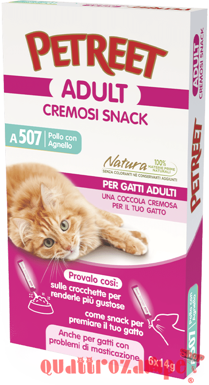 Petreet Cremosi Snack 6 Bustine da 14 gr Pollo Con Agnello