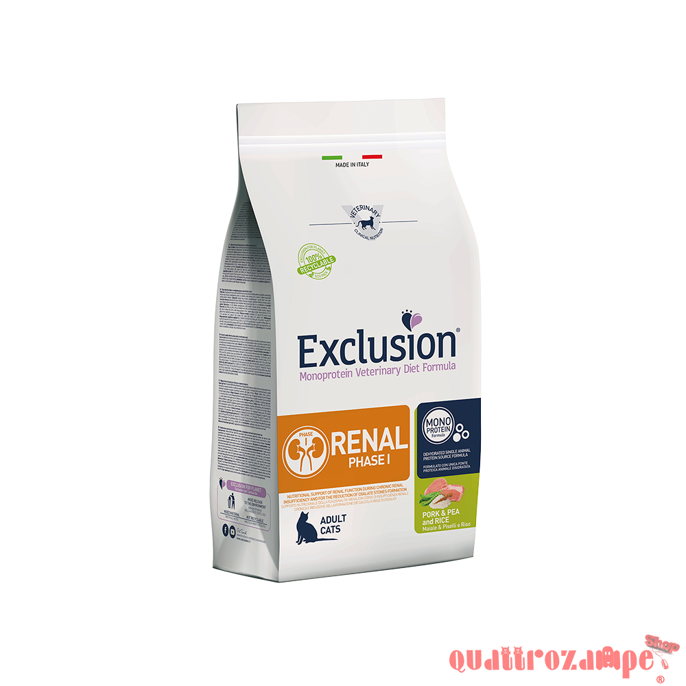 Exclusion Diet Cat Renal Phase 1 Maiale e Piselli 1,5 kg Gatto