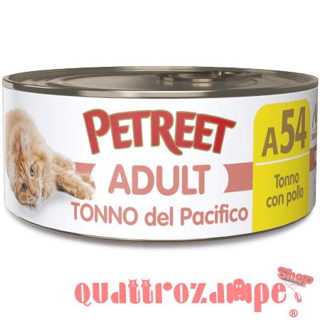 Petreet Tonno Del Pacifico con Pollo 70 gr a54 Scatoletta Umido Gatto
