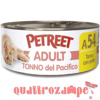 Petreet Tonno Del Pacifico con Pollo 70 gr a54 Scatoletta Umido Gatto