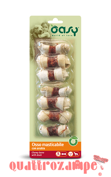 Oasy Snack Osso Masticabile Con Anatra Taglia S 85 Gr 1 conf 7 Ossi