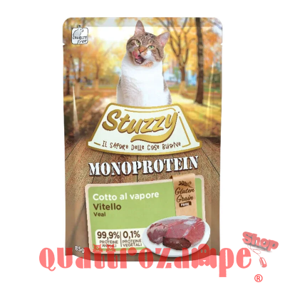 Stuzzy Cat Monoprotein Vitello Fresco 85gr Cibo Umido Grain Free in Bustina per Gatti