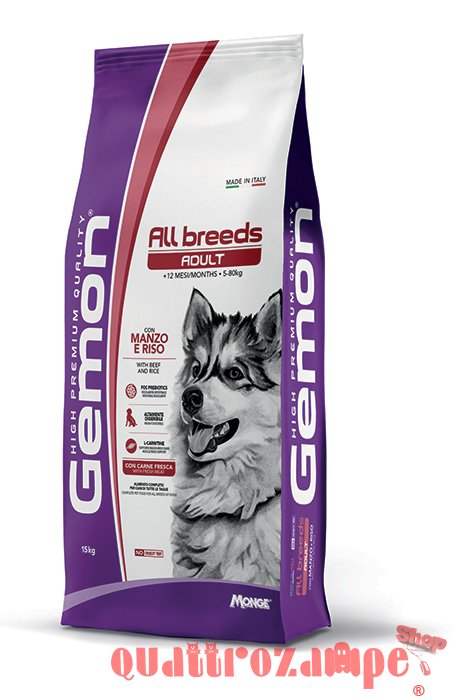Gemon All Breeds Adult Manzo Riso 15 kg Crocchette Per Cani