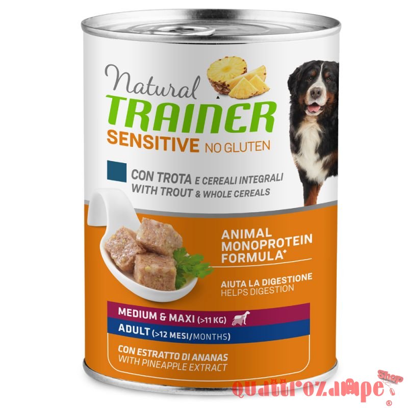 Natural Trainer Sensitive No Gluten Adult Trota 400 gr Umido Cane