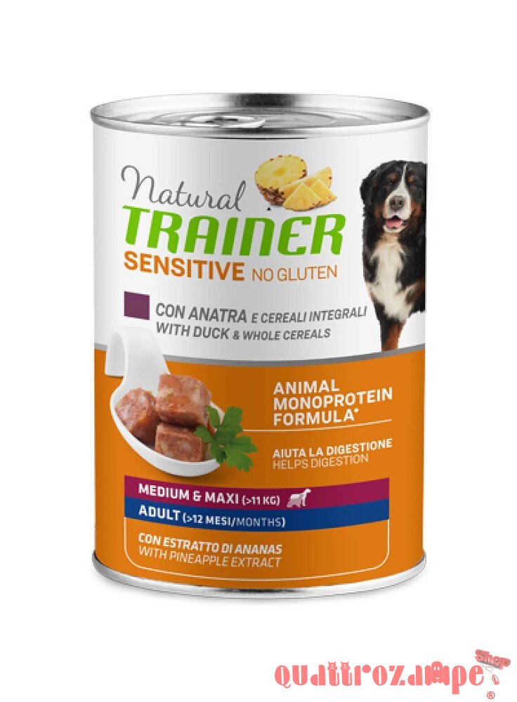 Natural Trainer Sensitive No Gluten Adult Anatra 400 gr Umido Cane